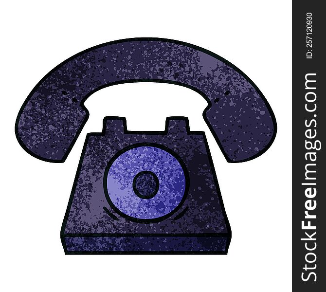 retro grunge texture cartoon of a old telephone