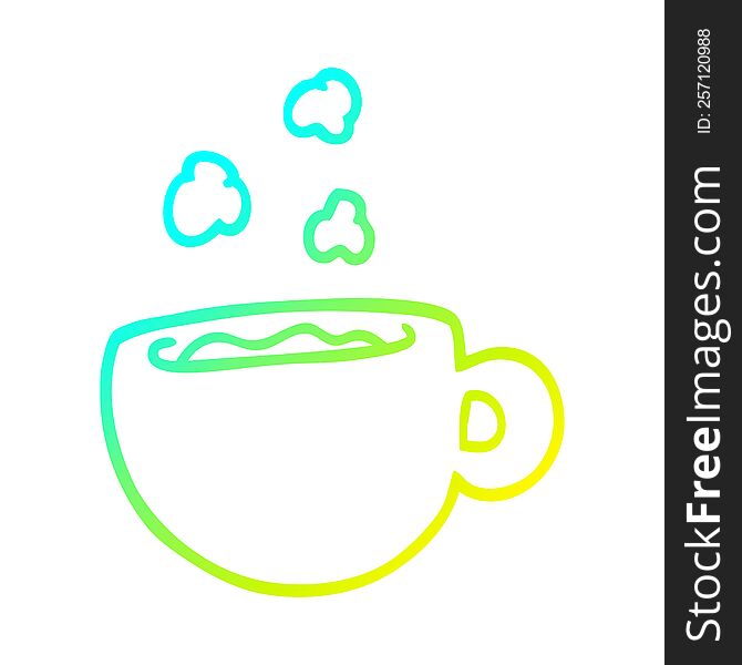 Cold Gradient Line Drawing Cartoon Coffee Cup