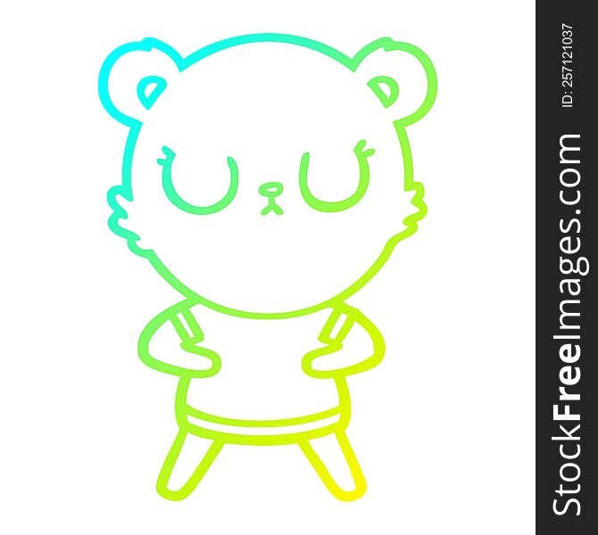 cold gradient line drawing of a peaceful cartoon bear