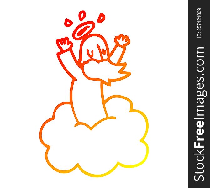 warm gradient line drawing of a cartoon god on cloud