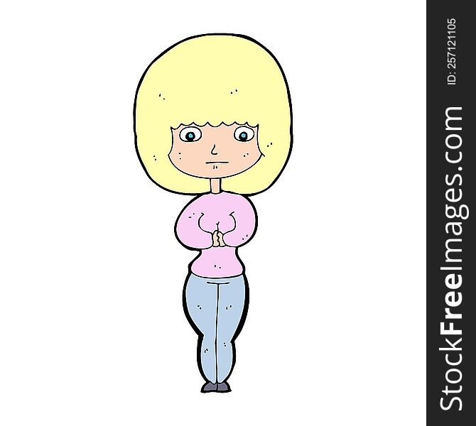 cartoon shy woman