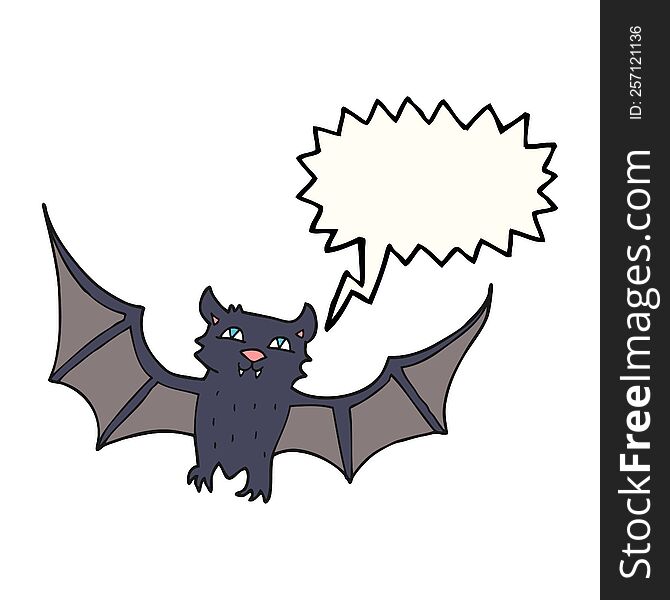Speech Bubble Cartoon Halloween Bat