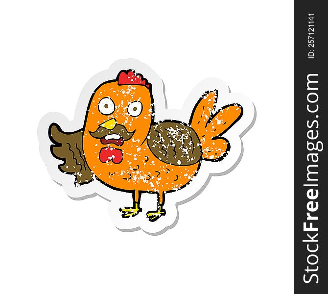 retro distressed sticker of a cartoon old rooster