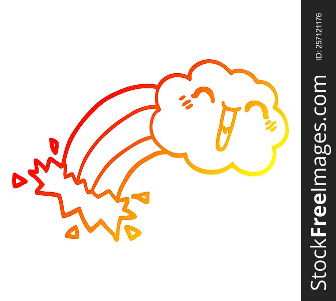 Warm Gradient Line Drawing Cartoon Rainbow Rain Cloud