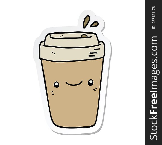 sticker of a cartoon takeaway coffee