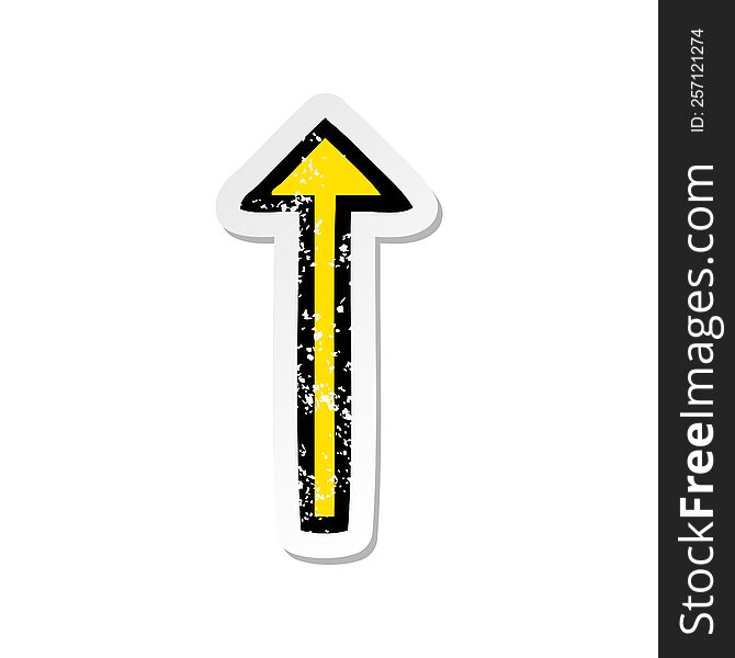 Distressed Sticker Of A Cute Cartoon Long Arrow Symbol