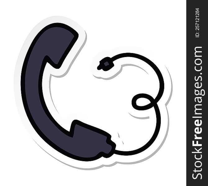 sticker of a cute cartoon telephone handset