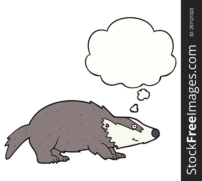 Cartoon Badger And Thought Bubble