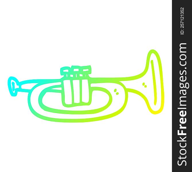 cold gradient line drawing of a cartoon trumpet