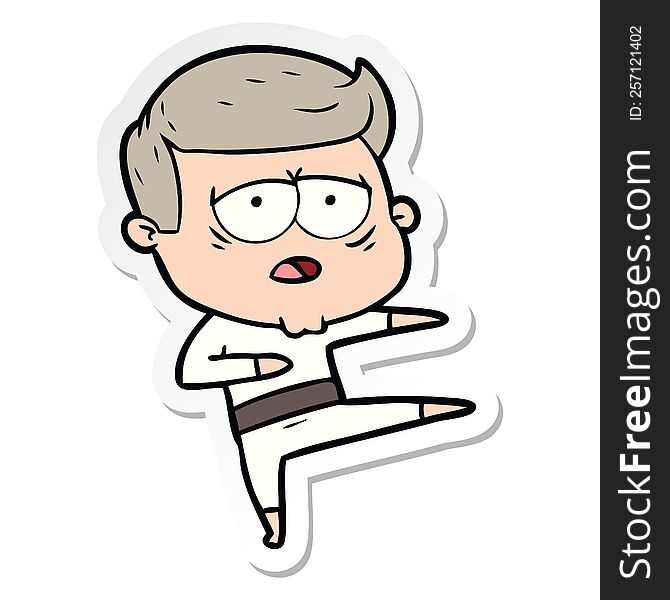 sticker of a cartoon tired man