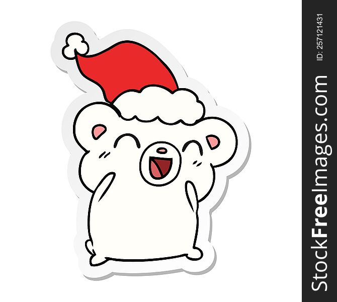 Christmas Sticker Cartoon Of Kawaii Polar Bear