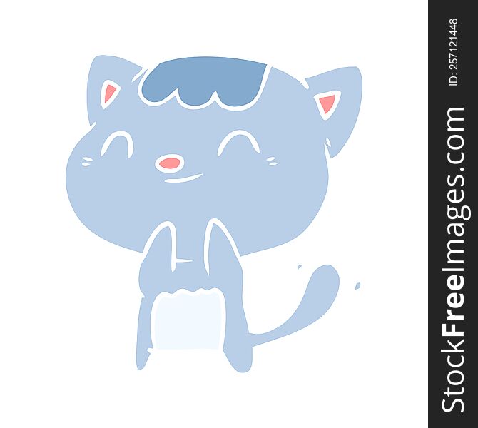 flat color style cartoon happy cat. flat color style cartoon happy cat