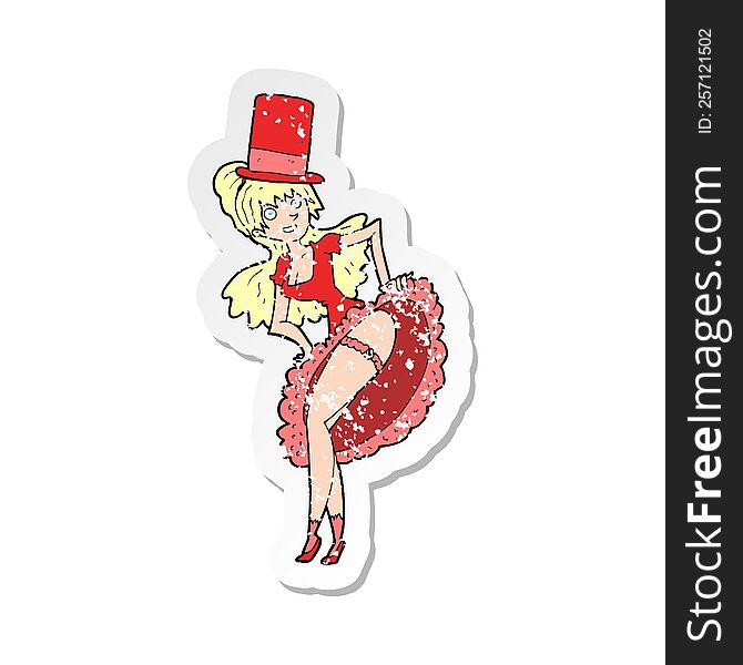 retro distressed sticker of a cartoon dancer woman