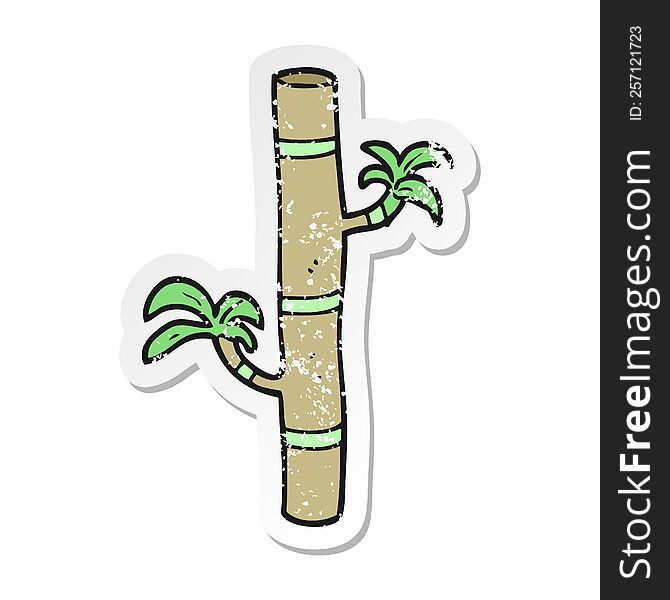 retro distressed sticker of a cartoon bamboo