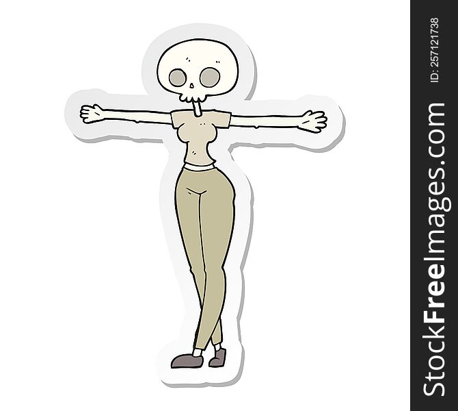 sticker of a cartoon zombie woman