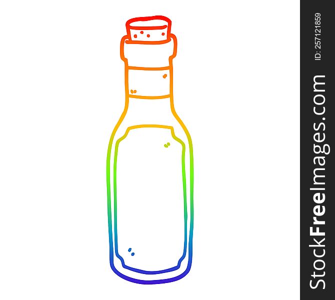 Rainbow Gradient Line Drawing Cartoon Potion Bottle