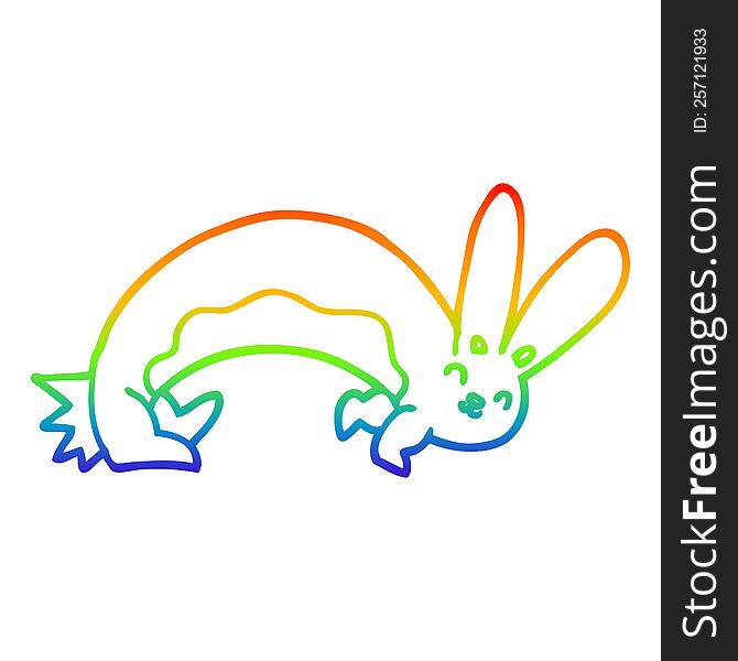 Rainbow Gradient Line Drawing Funny Cartoon Rabbit