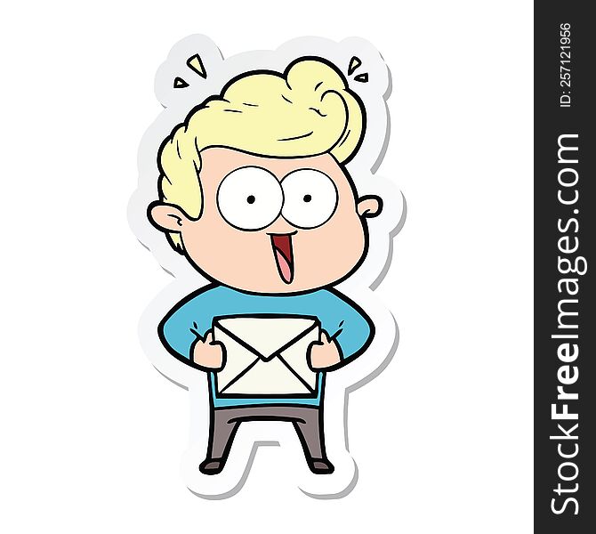 sticker of a cartoon man with envelope