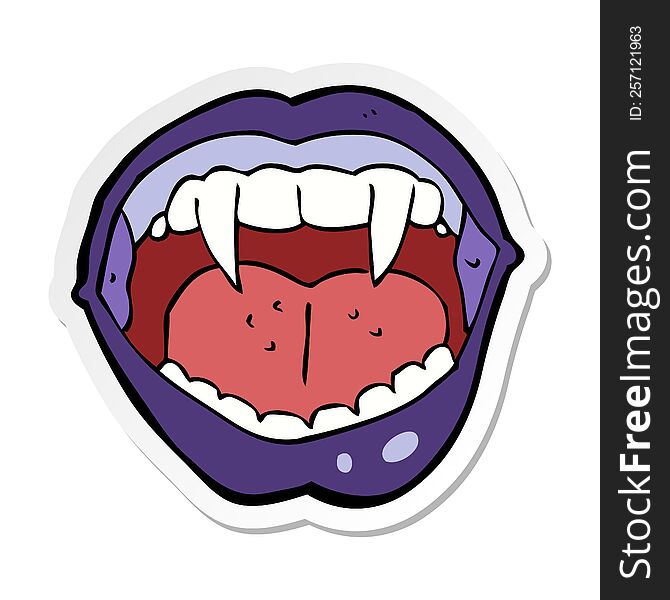 sticker of a cartoon vampire mouth