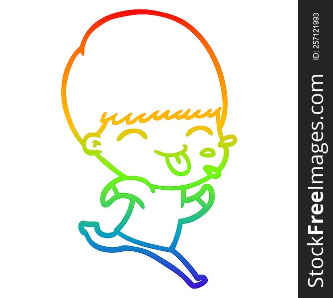 rainbow gradient line drawing of a cartoon rude man