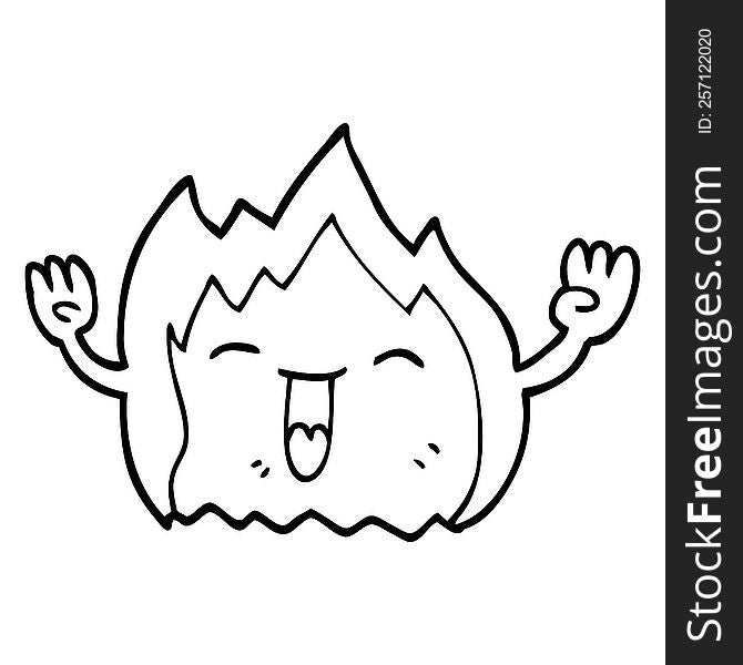 line drawing cartoon happy gas flame