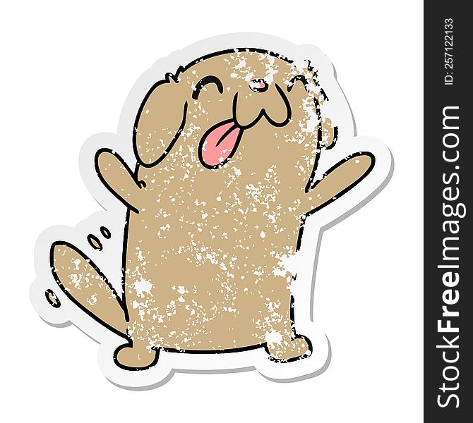 Distressed Sticker Cartoon Kawaii Of A Cute Dog