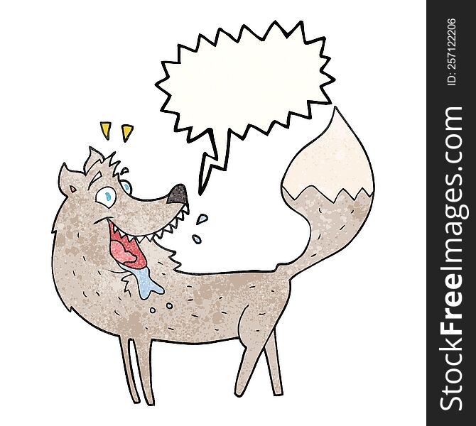 Speech Bubble Textured Cartoon Wolf