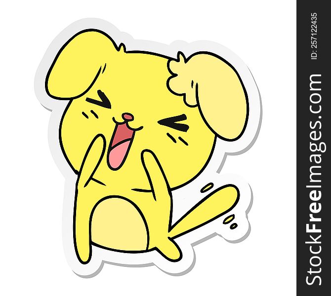 freehand drawn sticker cartoon of cute kawaii dog