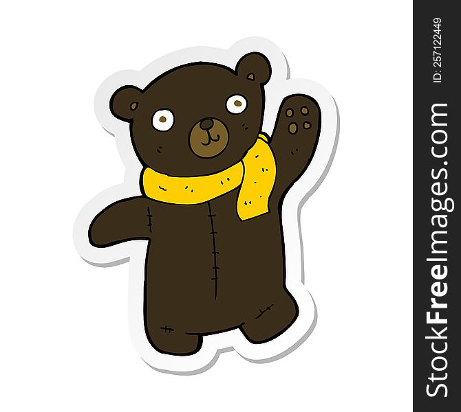 Sticker Of A Cute Cartoon Black Teddy Bear