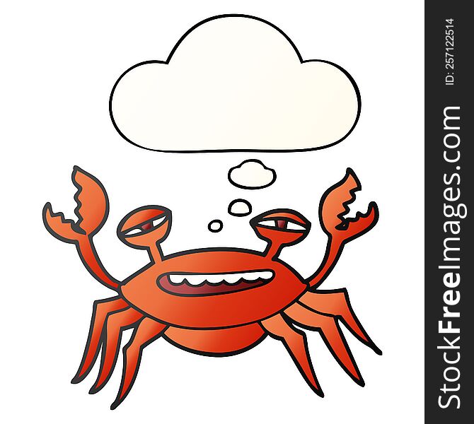 cartoon crab with thought bubble in smooth gradient style