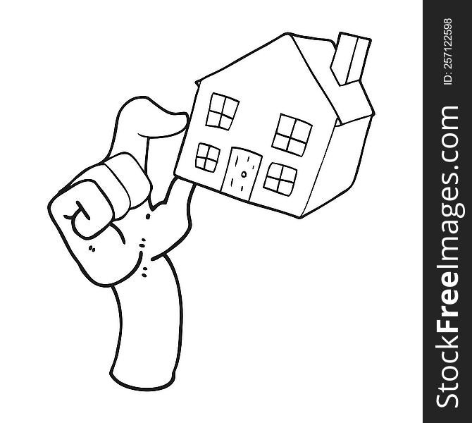 freehand drawn black and white cartoon housing market