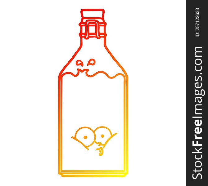 warm gradient line drawing of a cartoon old bottle