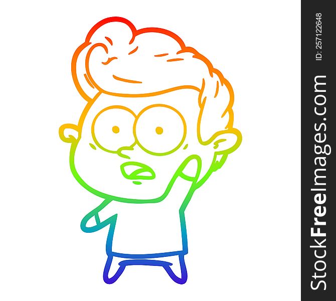 Rainbow Gradient Line Drawing Cartoon Man Asking Question