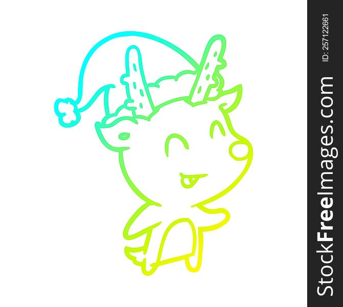 Cold Gradient Line Drawing Christmas Reindeer