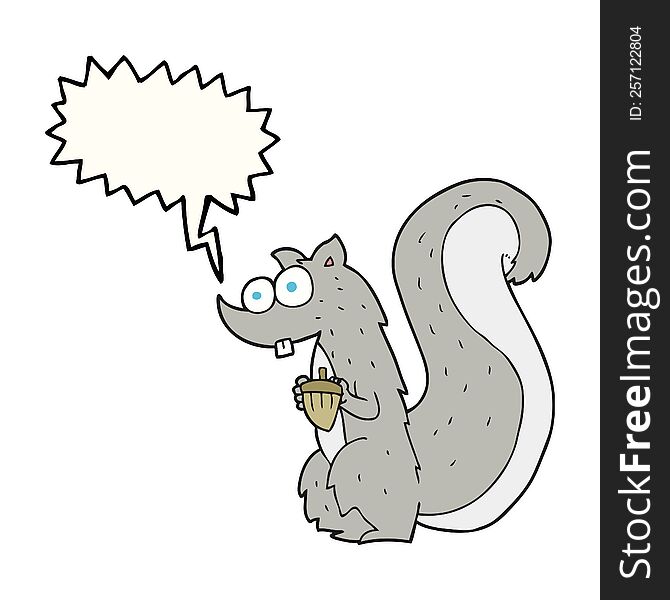 Speech Bubble Cartoon Squirrel With Nut