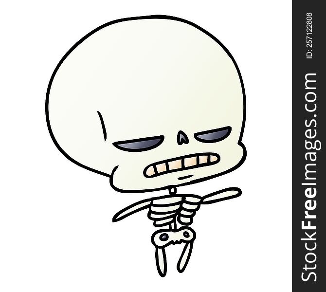 Gradient Cartoon Of Spooky Kawaii Skeleton