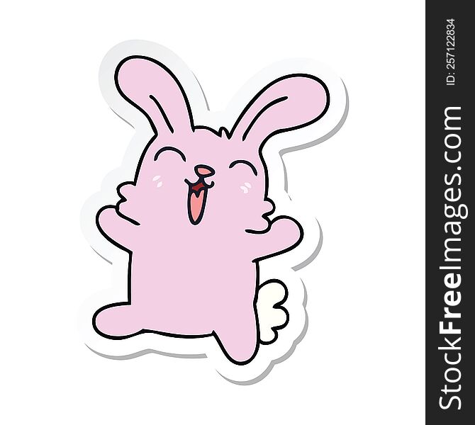 Sticker Of A Quirky Hand Drawn Cartoon Rabbit