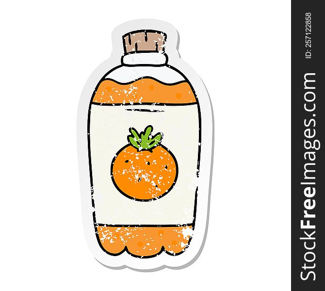 Distressed Sticker Cartoon Doodle Of Orange Pop