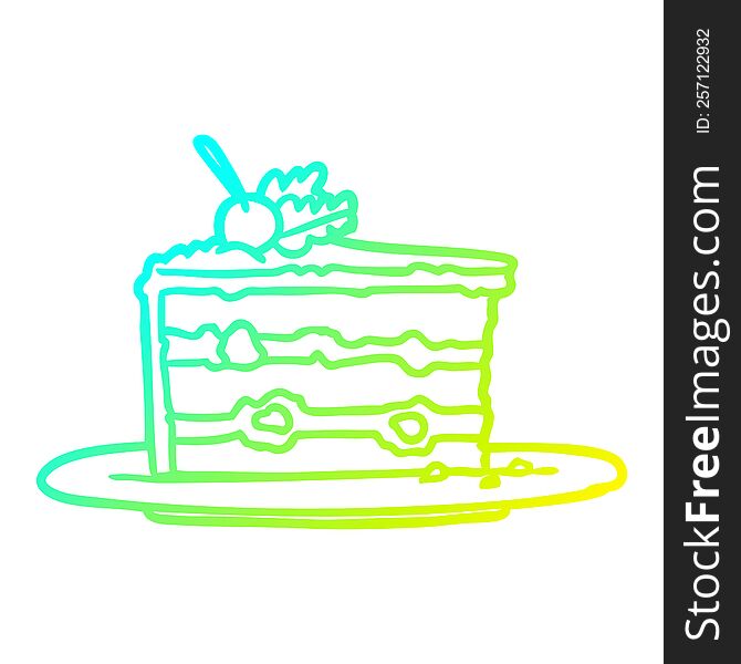 Cold Gradient Line Drawing Tasty Dessert;cake