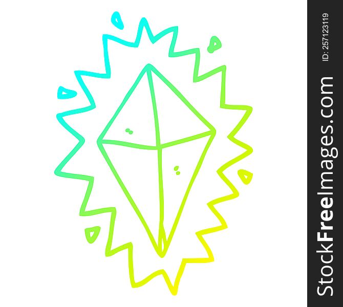 cold gradient line drawing of a cartoon diamond
