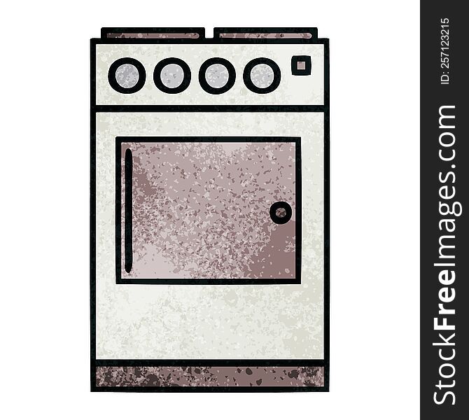 retro grunge texture cartoon of a oven and cooker