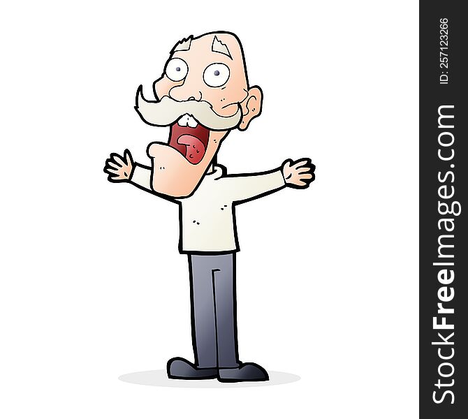 cartoon stressed old man