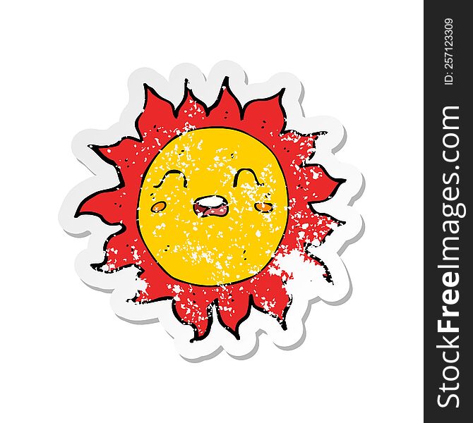 Retro Distressed Sticker Of A Cartoon Sun