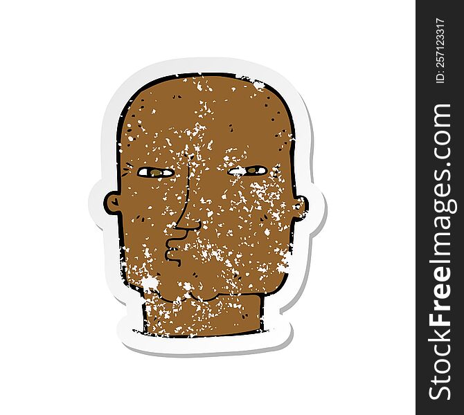 retro distressed sticker of a cartoon bald tough guy