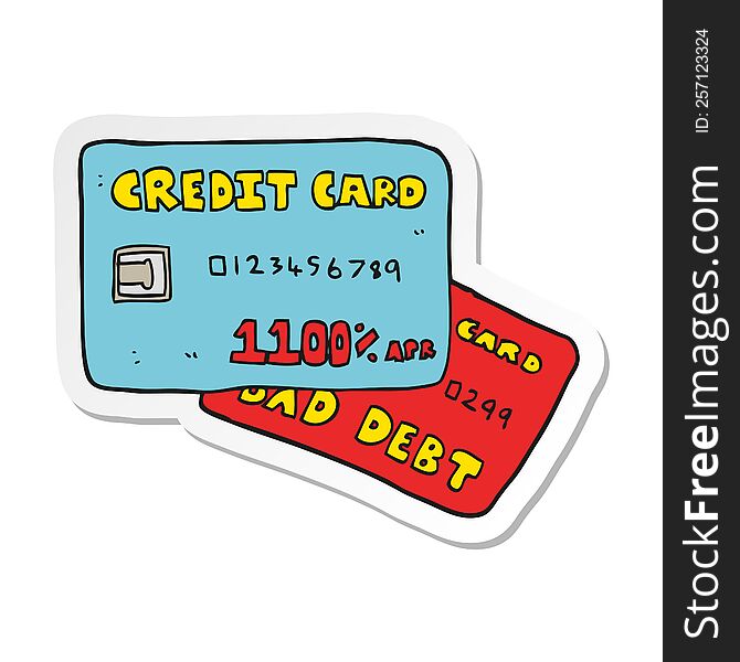 Sticker Of A Cartoon Credit Cards