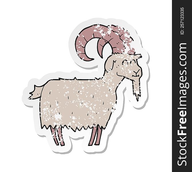 retro distressed sticker of a cartoon goat