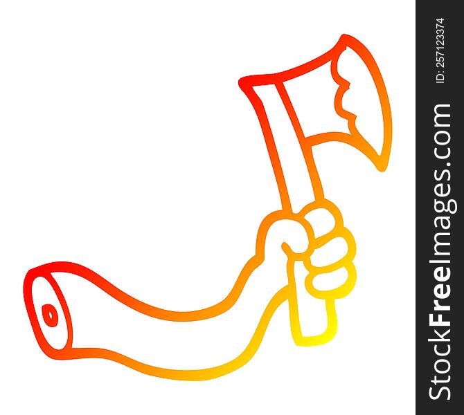Warm Gradient Line Drawing Cartoon Arm With Axe