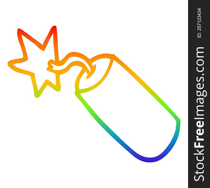 rainbow gradient line drawing of a cartoon dynamite