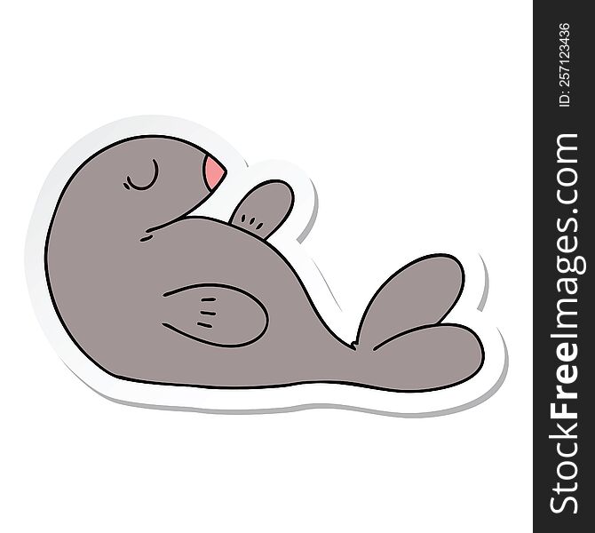 Sticker Of A Quirky Hand Drawn Cartoon Seal