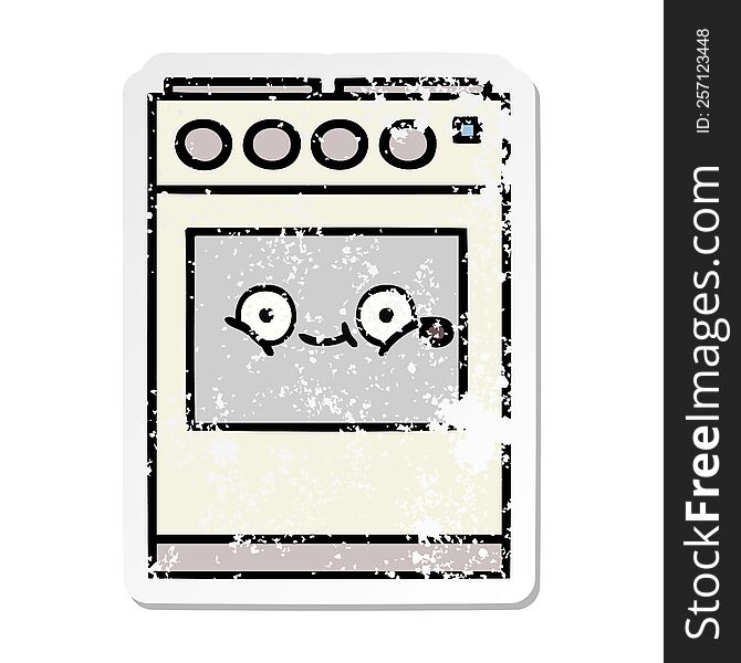 distressed sticker of a cute cartoon kitchen oven